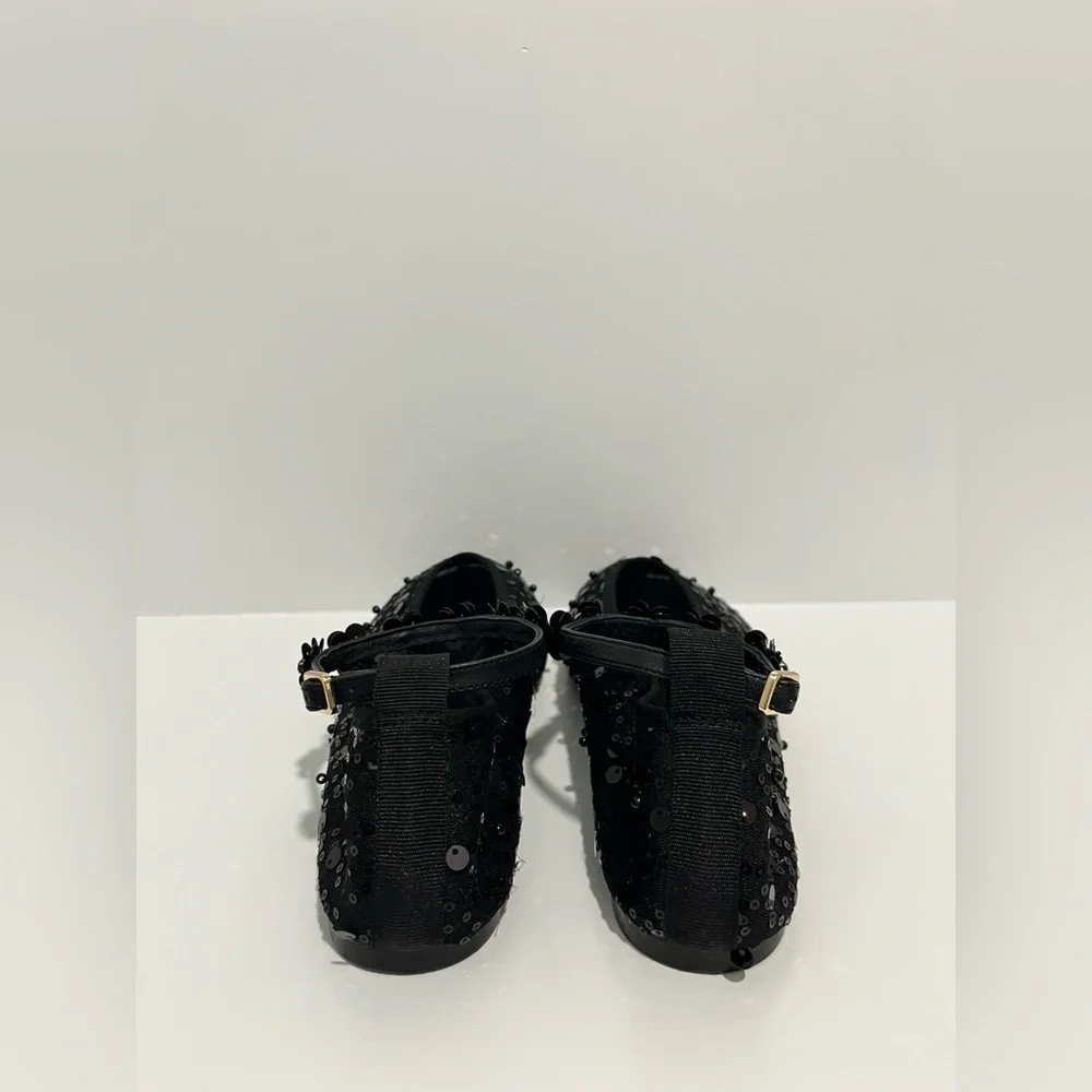 J.Crew Quinn embellished removable ankle-strap ballet flats sequin & mesh sz 9.5